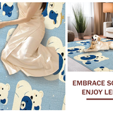 Ultra Soft Area Rug, Non Slip, Stain Resistant, Washable Area Rugs for Living Room, Bedroom, Charming Cartoon Bear Aesthetic(Blue)