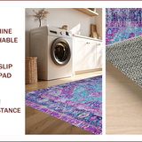 Ultra Soft Area Rug, Non Slip, Stain Resistant, Washable Area Rugs for Living Room, Bedroom, Elegant Light Blue Tiled Design(Pink)