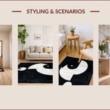 Ultra Soft Area Rug, Non Slip, Stain Resistant, Washable Area Rugs for Living Room, Bedroom, Elegant Black and White Symmetrical Art(Black)