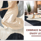 Ultra Soft Area Rug, Non Slip, Stain Resistant, Washable Area Rugs for Living Room, Bedroom, Global-Inspired Ivory Black Living Room Stain-Resistant Rug(Beige)