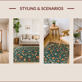 Ultra Soft Area Rug, Non Slip, Stain Resistant, Washable Area Rugs for Living Room, Bedroom, Chic Contemporary Leaf Motif(Green)