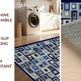 Ultra Soft Area Rug, Non Slip, Stain Resistant, Washable Area Rugs for Living Room, Bedroom, Sleek Abstract Blue Pattern(Gray)