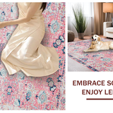 Ultra Soft Area Rug, Non Slip, Stain Resistant, Washable Area Rugs for Living Room, Bedroom, Modern Chic Abstract Motif(Pink)
