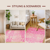 Ultra Soft Area Rug, Non Slip, Stain Resistant, Washable Area Rugs for Living Room, Bedroom, Safari Chic Animal Print Delight(Pink)