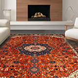 Ultra Soft Area Rug, Non Slip, Stain Resistant, Washable Area Rugs for Living Room, Bedroom, Rustic Traditional Floral Arrangement(Red)