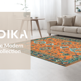 Ultra Soft Area Rug, Non Slip, Stain Resistant, Washable Area Rugs for Living Room, Bedroom, Chic Floral Trellis Arrangement(Orange)