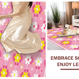 Ultra Soft Area Rug, Non Slip, Stain Resistant, Washable Area Rugs for Living Room, Bedroom, Eclectic Daisy Design Statement(Pink)
