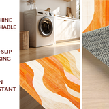 Ultra Soft Area Rug, Non Slip, Stain Resistant, Washable Area Rugs for Living Room, Bedroom, Elegant Swirling Fluidic Design(Orange)