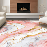 Ultra Soft Area Rug, Non Slip, Stain Resistant, Washable Area Rugs for Living Room, Bedroom, Sophisticated Rose Gold Brush Strokes(Pink)