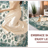 Ultra Soft Area Rug, Non Slip, Stain Resistant, Washable Area Rugs for Living Room, Bedroom, Chic Vintage Tiled Pattern(Ivory)