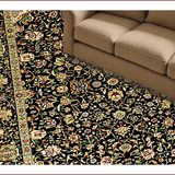 Ultra Soft Area Rug, Non Slip, Stain Resistant, Washable Area Rugs for Living Room, Bedroom, Chic Vintage Blossom Arrangement(Black)