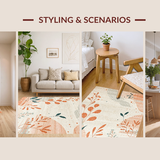 Ultra Soft Area Rug, Non Slip, Stain Resistant, Washable Area Rugs for Living Room, Bedroom, Rustic Low Pile Abstract Design(Beige)
