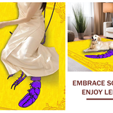 Ultra Soft Area Rug, Non Slip, Stain Resistant, Washable Area Rugs for Living Room, Bedroom, Elegant Purple and Yellow Harmony(Yellow)
