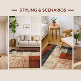 Ultra Soft Area Rug, Non Slip, Stain Resistant, Washable Area Rugs for Living Room, Bedroom, Trendy Neutral Toned Rustic Decor(Orange)