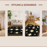 Ultra Soft Area Rug, Non Slip, Stain Resistant, Washable Area Rugs for Living Room, Bedroom, Boho Celestial Black Bedroom Meditation Rug(Black)