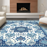 Ultra Soft Area Rug, Non Slip, Stain Resistant, Washable Area Rugs for Living Room, Bedroom, Stylish Contemporary Circular Design(White)