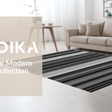 Ultra Soft Area Rug, Non Slip, Stain Resistant, Washable Area Rugs for Living Room, Bedroom, Elegant Contemporary Linear Design(Black)