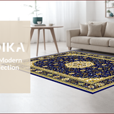 Ultra Soft Area Rug, Non Slip, Stain Resistant, Washable Area Rugs for Living Room, Bedroom, Elegant Swirl Pattern in Navy(Blue)