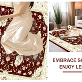 Ultra Soft Area Rug, Non Slip, Stain Resistant, Washable Area Rugs for Living Room, Bedroom, Rustic Elegant Floral Arrangement Design(Red)