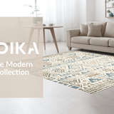 Ultra Soft Area Rug, Non Slip, Stain Resistant, Washable Area Rugs for Living Room, Bedroom, Playful Modern Circular Shapes(Beige)