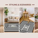 Ultra Soft Area Rug, Non Slip, Stain Resistant, Washable Area Rugs for Living Room, Bedroom, KaHouen Wide Stripe Area Rug(Black)