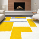 Ultra Soft Area Rug, Non Slip, Stain Resistant, Washable Area Rugs for Living Room, Bedroom, Vibrant Cheerful Circular Pattern(Yellow)