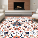 Ultra Soft Area Rug, Non Slip, Stain Resistant, Washable Area Rugs for Living Room, Bedroom, Luxurious Faded Botanical Design(White)