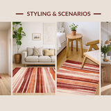Ultra Soft Area Rug, Non Slip, Stain Resistant, Washable Area Rugs for Living Room, Bedroom, Elegant Warm Toned Swirls(Brown)