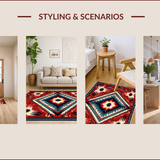 Ultra Soft Area Rug, Non Slip, Stain Resistant, Washable Area Rugs for Living Room, Bedroom, Primitive Brown Waterproof Country Kitchen Comfort Rug(Red)