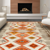 Ultra Soft Area Rug, Non Slip, Stain Resistant, Washable Area Rugs for Living Room, Bedroom, Transitional Colorful Geometric Concept(Beige)