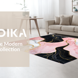 Ultra Soft Area Rug, Non Slip, Stain Resistant, Washable Area Rugs for Living Room, Bedroom, Abstract Pink and Black Fusion(Pink)