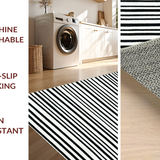 Ultra Soft Area Rug, Non Slip, Stain Resistant, Washable Area Rugs for Living Room, Bedroom, Contemporary Striped Door Mat Layered Look Area Rug(Black)