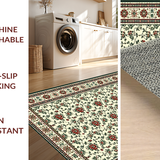 Ultra Soft Area Rug, Non Slip, Stain Resistant, Washable Area Rugs for Living Room, Bedroom, Elegant Rustic Floral Aesthetic(Beige)