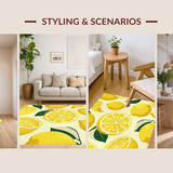 Ultra Soft Area Rug, Non Slip, Stain Resistant, Washable Area Rugs for Living Room, Bedroom, Seasonal Lemon Motif with Cozy Vibes(Yellow)