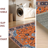 Ultra Soft Area Rug, Non Slip, Stain Resistant, Washable Area Rugs for Living Room, Bedroom, Charming Vintage Botanical Inspiration(Orange)