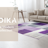 Ultra Soft Area Rug, Non Slip, Stain Resistant, Washable Area Rugs for Living Room, Bedroom, Striking Purple and Black Motif(Purple)