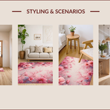Ultra Soft Area Rug, Non Slip, Stain Resistant, Washable Area Rugs for Living Room, Bedroom, Floral Coquette Doom Decor(Pink)