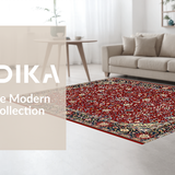 Ultra Soft Area Rug, Non Slip, Stain Resistant, Washable Area Rugs for Living Room, Bedroom, Rustic Earthy Toned Botanical Design(Red)