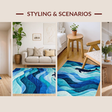 Ultra Soft Area Rug, Non Slip, Stain Resistant, Washable Area Rugs for Living Room, Bedroom, Fresh Aquatic Inspired Style(Blue)