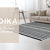 Ultra Soft Area Rug, Non Slip, Stain Resistant, Washable Area Rugs for Living Room, Bedroom, Bold Stripe Area Rug, Contrasting Hues(Black)