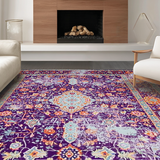 Ultra Soft Area Rug, Non Slip, Stain Resistant, Washable Area Rugs for Living Room, Bedroom, Whimsical Earthy Spiral Arrangement(Purple)