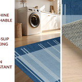Ultra Soft Area Rug, Non Slip, Stain Resistant, Washable Area Rugs for Living Room, Bedroom, Rustic Symmetrical Blue Touch(Blue)