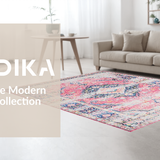 Ultra Soft Area Rug, Non Slip, Stain Resistant, Washable Area Rugs for Living Room, Bedroom, Luxurious Ogee Inspired Elements(Pink)