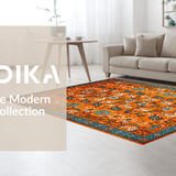 Ultra Soft Area Rug, Non Slip, Stain Resistant, Washable Area Rugs for Living Room, Bedroom, Funky Ethnic Orange Patterned Mat(Orange)