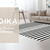 Ultra Soft Area Rug, Non Slip, Stain Resistant, Washable Area Rugs for Living Room, Bedroom, Monochrome Striped Layered Accent Rug with Non-Slip Absorbent Design(Black)