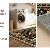 Ultra Soft Area Rug, Non Slip, Stain Resistant, Washable Area Rugs for Living Room, Bedroom, Elegant Floral Non-Slip Living Room Rug(Black)