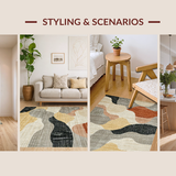 Ultra Soft Area Rug, Non Slip, Stain Resistant, Washable Area Rugs for Living Room, Bedroom, Serene Neutral Tiled Motif(Gray)