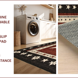 Ultra Soft Area Rug, Non Slip, Stain Resistant, Washable Area Rugs for Living Room, Bedroom, Elegant Textured Brown Motif(Red)