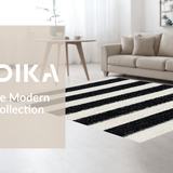 Ultra Soft Area Rug, Non Slip, Stain Resistant, Washable Area Rugs for Living Room, Bedroom, Reversible Striped Area Rug:  Classic Black & White(Black)