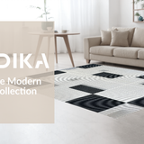 Ultra Soft Area Rug, Non Slip, Stain Resistant, Washable Area Rugs for Living Room, Bedroom, Sophisticated Silver Trellis Aesthetic(Black)